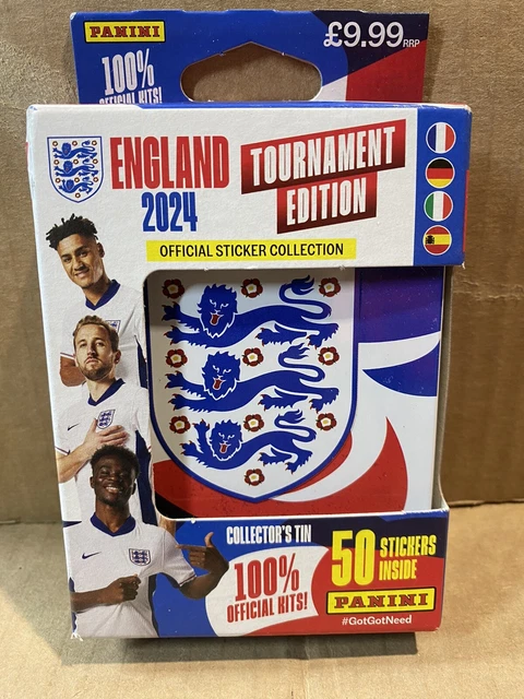 One England Sticker Collection PANINI ENGLAND 2024 Official Tournament Stickers Collectors Pocket Tin ...
