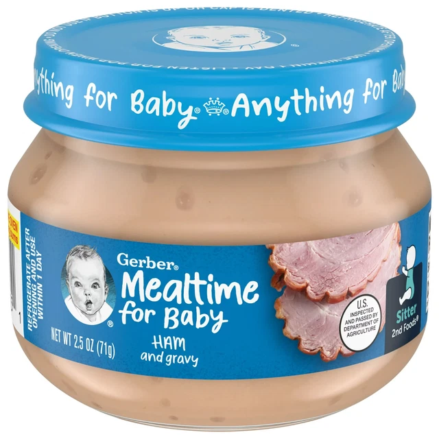 10 PACK Baby Foods 2nd Foods Meat, Ham and Gravy, Mealtime for Baby, 2.5 OZ