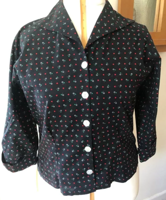 Vivien of Holloway 50s vintage style black blouse VoH size 22 (UK size 18)