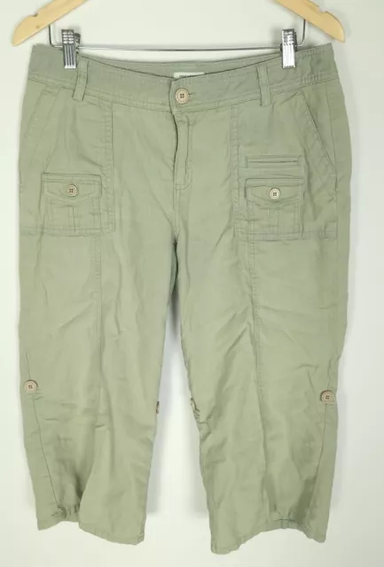 Dockers Womens Size 10 Capri Pants Linen Blend Convertible Roll Tab Shorts 3