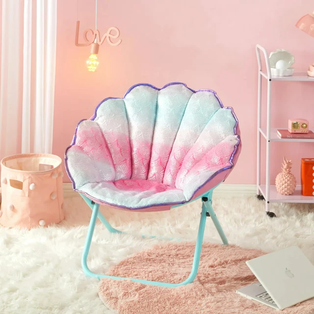 Girls Teen Round Saucer Chair Soft Papasan Folding Seat Portable Patio TIE DYE