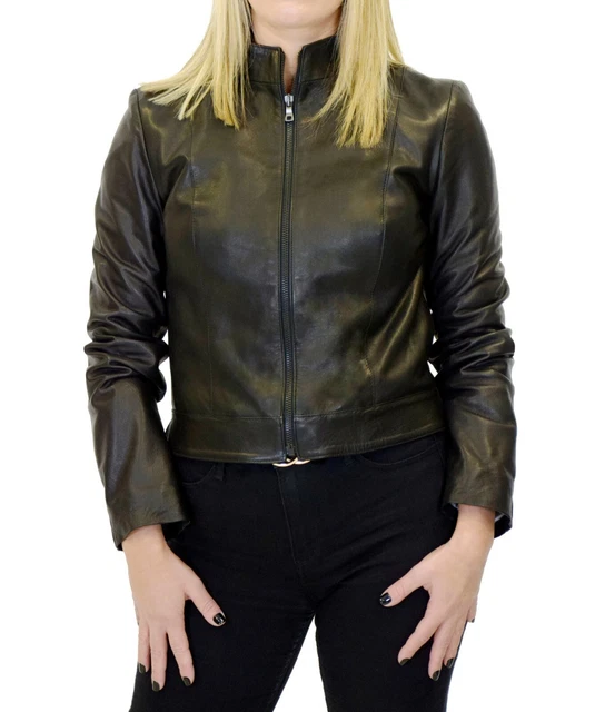 Giacca da Donna Coprispalle Vera Pelle Nero Bolero Giubbino Corto VIETRI LEATHER