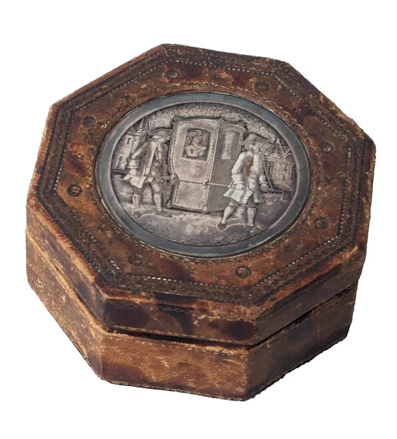 Ancien écrin à Bijoux En Cuir Noir - Initiales E.P. - Bel état Vintage