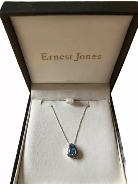 ERNEST JONES STERLING Silver Blue Topaz Necklace 25.00 PicClick UK