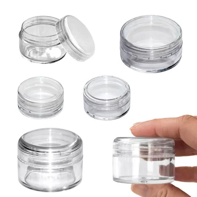 3 / 5 / 10 gram  Empty Plastic Cosmetic Container Sample Pot Jar Clear Screw Lid