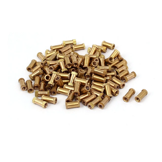 Viti M2,5x8mm 3.5mm OD ottone Inserto filettato inserimento zigrinato dado 100pz