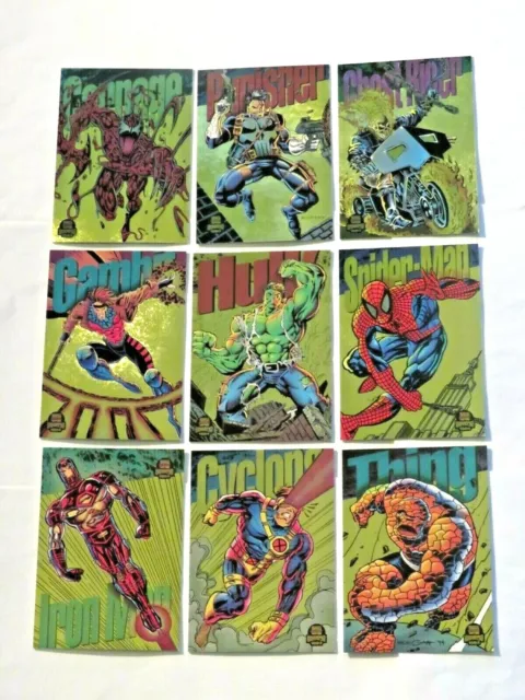 1994 Marvel Universe Series 5 Gold Powerblast Insert 9 Card Set Power Blast Rare