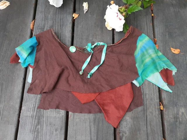 Handmade FESTIVAL SKIRT Rave Outfit HULA HOOP DANCER Teal Brown Fabric FAIRY