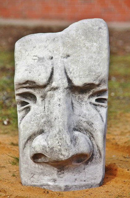 SKULPTUR OSTERINSEL MASKE GROß aus STEINGUSS GESICHT 50 cm H STATUE