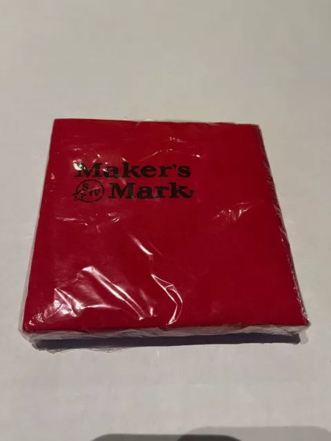 Makers Mark Whiskey Red Paper Beverage Cocktail Napkins 5 x 5 inches sealed pack