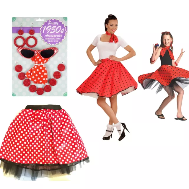 50s Rock N Roll Tutu Costume Kids Ladies Teens Fancy Dress Halloween Set NEW UK