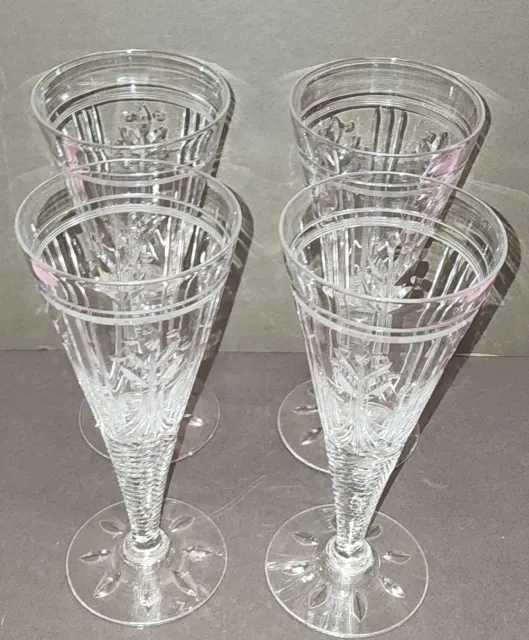 4 Stuart Crystal Flute Glasses Stu122 21Cm H 8Cm Foot 9Cm Rim *Very Rare Find*