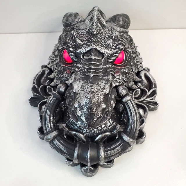 PAC Halloween Gargoyle Door Knocker Animated Lights and Sounds Prop Horror VIDEO