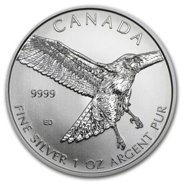 2015 RCM 1 oz Silver Birds of Prey Series Red-Tailed Hawk