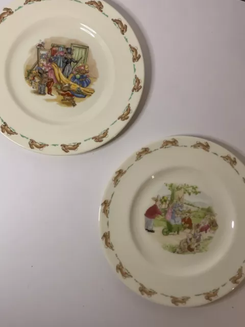 Vintage Bunnykins 2 Piece Plates Set Childs Plates Royal Doulton