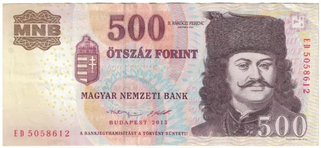 [#609052] Banknote, Hungary, 500 Forint, 2013, AU