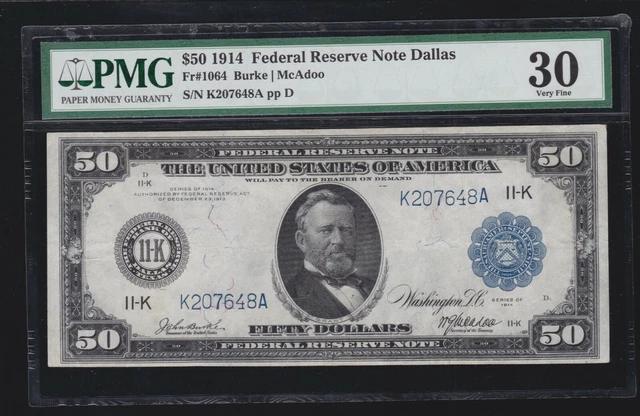 US 1914 $50 FRN Dallas FR 1064 PMG 30 VF (648) US 1914 $50 FRN Dallas FR 1064 PMG 30 VF (648)