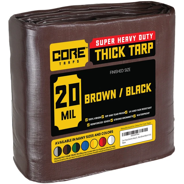 Core Tarps Extreme Heavy Duty 20 Mil Waterproof Tarp for Roof, Patio, Pool ,Boat