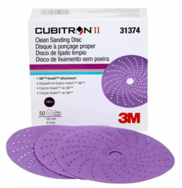 3M 31374 Cubitron II Hookit Clean Sanding Abrasive Disc, 6", 180+ grade, 50 Pc