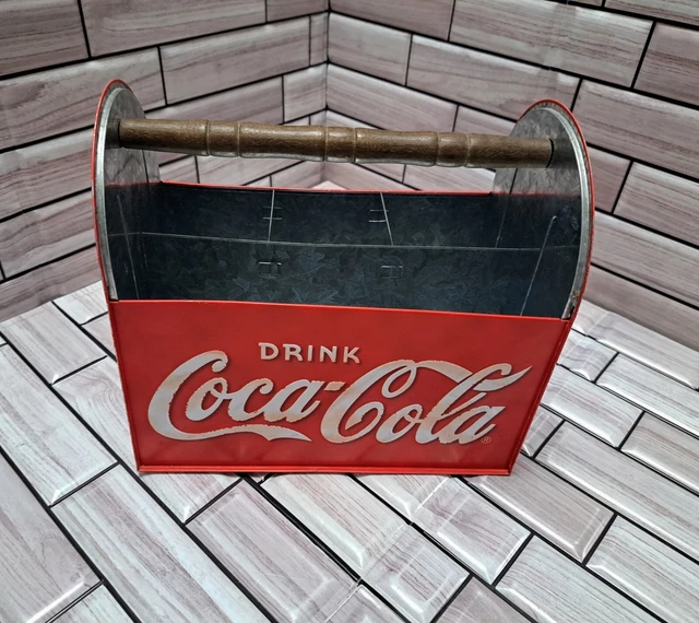 Collectible COCA-COLA Drink Tin Caddy Utensil Remote Control Holder 2003