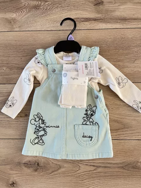 Baby Girls 3-6 Months Disney Dress  F&F Tights Minnie Mouse Daisy Duck BNWT