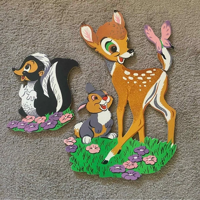 De colección 1964 Disney Bambi Thumper Flor Wall Art para niños enfermera