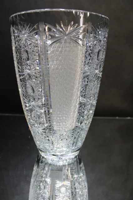 Vintage European Cut Glass Large Crystal Vase Stunning Brilliant Elegant