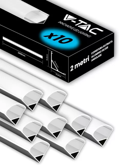 Profilo alluminio per led con diffusore 2mt kit da 5pz-10pz 2