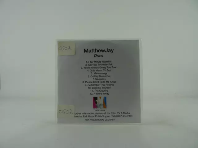 MATTHEW JAY DRAW (115) 12 Track Promo CD Album White Sleeve EMI MUSIC