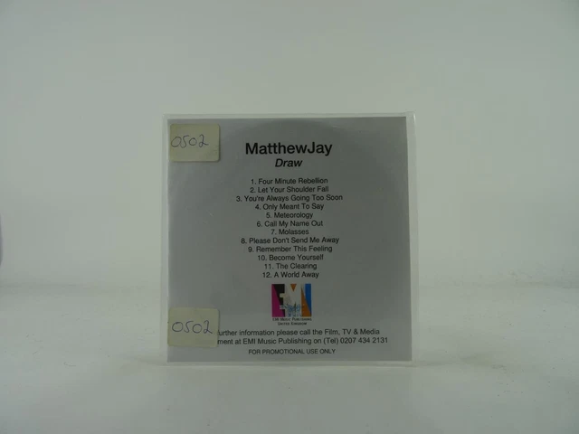 MATTHEW JAY DRAW (115) 12 Track Promo CD Album White Sleeve EMI MUSIC