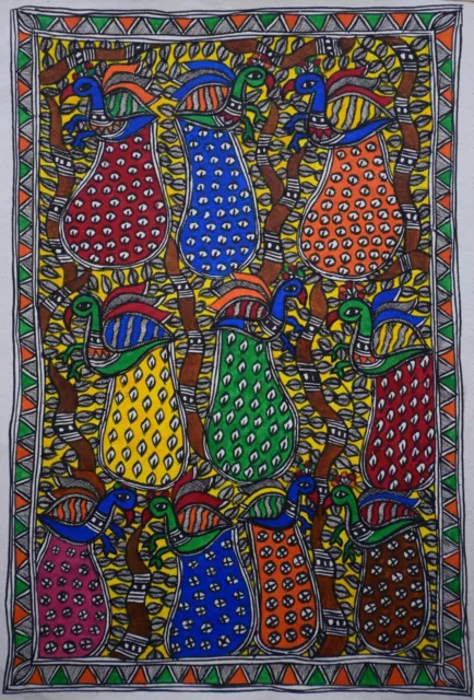 Peafowl | Madhubani Handmade Painting I Mithila Art | Handmade Paper