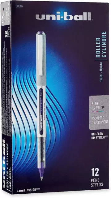 Uniball Vision Rollerball Pens, Pack of 12, Fine Point Pens with 0.7Mm Ink