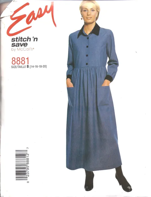 8881 Vintage McCalls SEWING Pattern Misses EZ Casual Dress Easy OOP NEW UNCUT