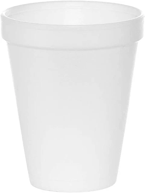 Tezzorio (100 Count) 10 Oz White Foam Cups, Foam Drinking Cups, Disposable Insul
