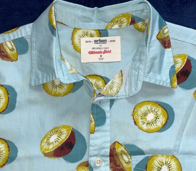 URBAN PIPELINE KIWI Button-Up Short Sleeves Cotton Blue Green Shirt ...