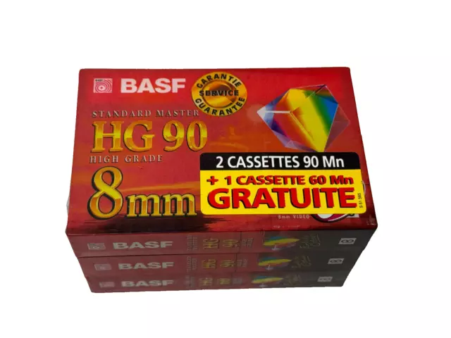 Lot 2 K7 Video 8 Basf Hg 90 90 Min + 1 K7 Video 8 Basf Hg 60 Min Pal Neuf New