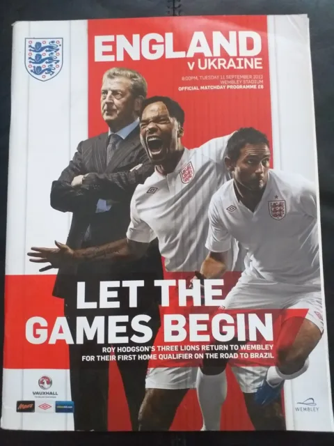 England V Ukraine World Cup Qualifier @ Wembley 11/9/2012 Programme Post Free