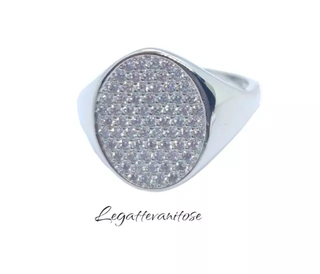 Anello Donna Argento 925 con zirconi bianchi chevalier regolabile. mignolo