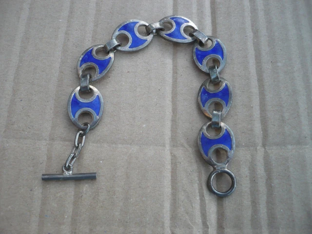 Bracelet Gourmette Ancien Argent Massif 925 – Maille Breloque Art Nouveau
