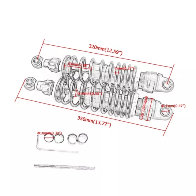 Stoßdämpfer Motorrad 12,5" 320mm Federung universal passend für Honda Harley 3