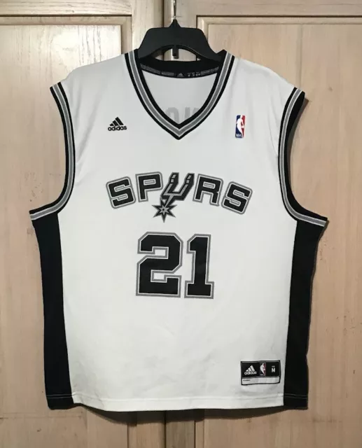 San Antonio Spurs Tim Duncan #21 White Adidas Jersey Size Medium 
