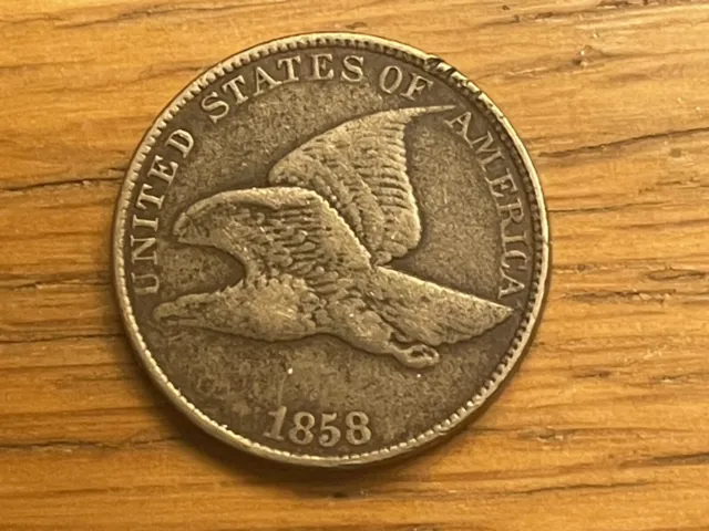 1858 FLYING EAGLE Cent, Large Letters, Fine