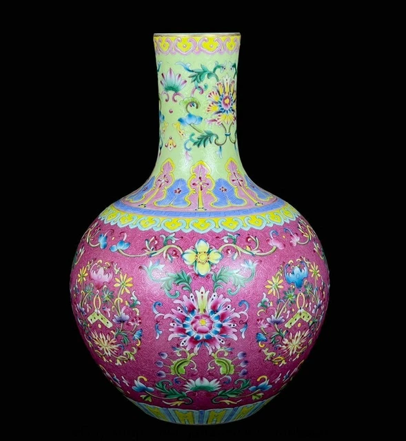 16 " Qianlong Marked China Colour Enamel Porcelain Dynasty Flower Bottle Vase