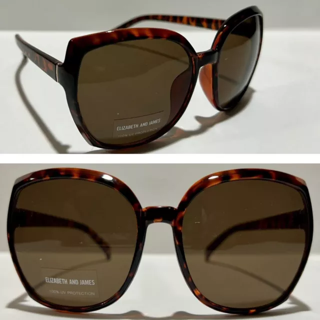 Elizabeth And James Sunglasses Retro Tortoise Frame Brown Lenses Butterfly Style
