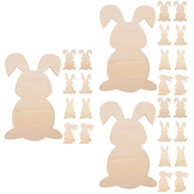 24 PCS COPEAUX De Bois En Forme Lapin Fournitures Décoration Fête Drapeau Blanc EUR 33,58