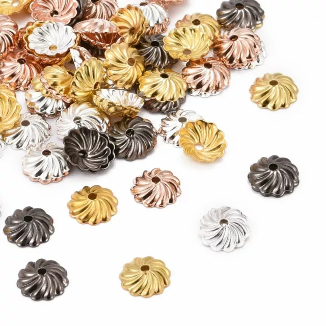 100pcs/10g Brass Flower Bead Caps Mixed Color 7x2mm Beads Spacer End Finding