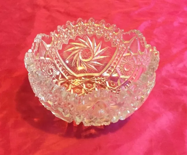 Beautiful -  American Brilliant Period Abp Cut Glass Bowl - L@@K
