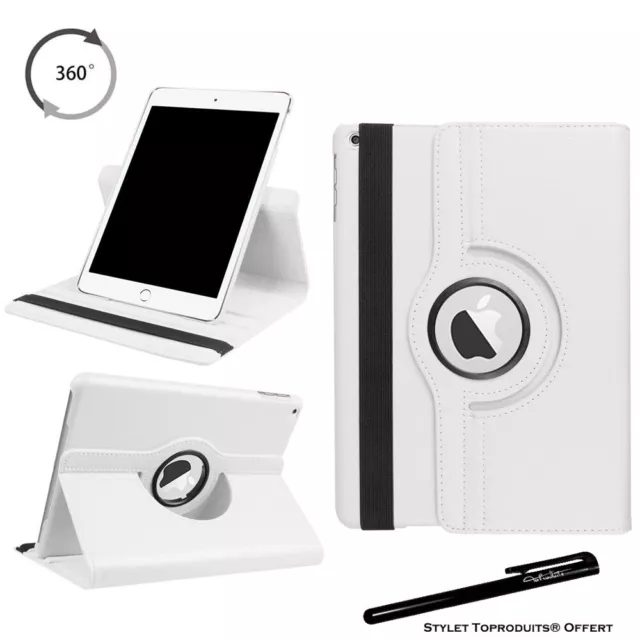 Housse Etui Blanc pour Apple iPad Air / Air 2 Coque Support Rotatif 360°