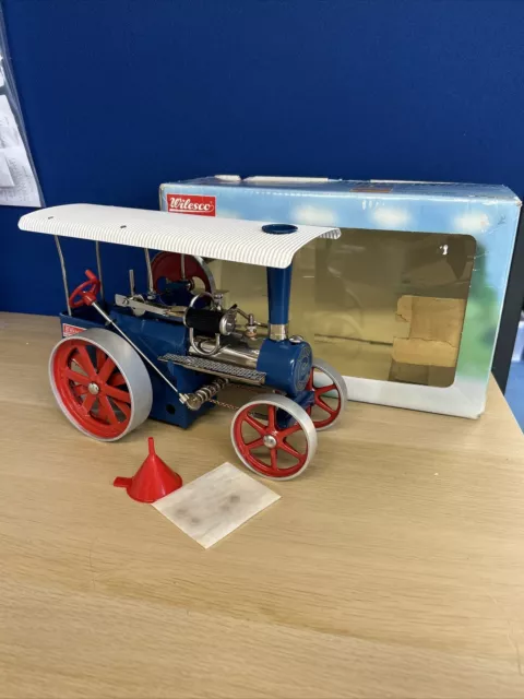 Live Steam Wilesco D405 Blue Traction Engine Model Toy Boxed