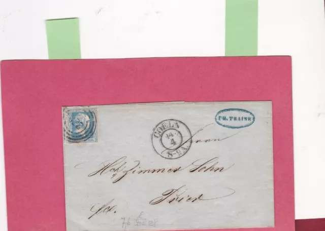 um 1858 Preußen  Briefcouvert 2 Sgr  Coeln n Trier